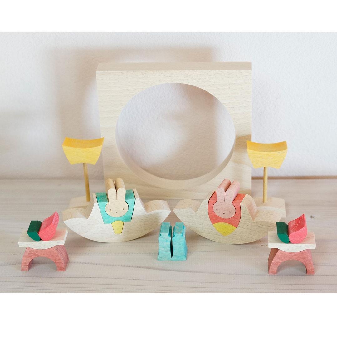 小黒三郎 組木の雛人形【新品·未使用】ウサギ円びな