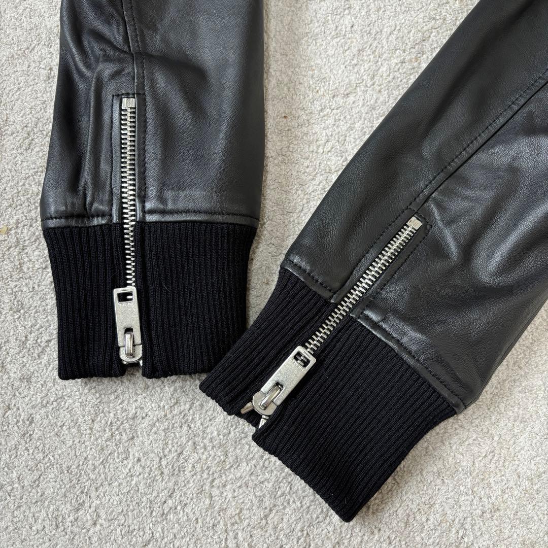 XLサイズ 美品 ディーゼル ラムレザージャケット ライダース シングル 黒