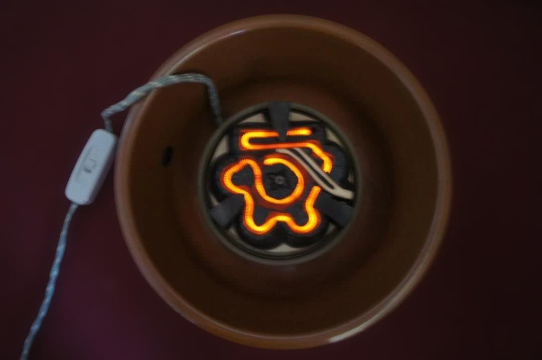 ☆茶道具 立礼棚卓用 銅風炉 銅製 丸炉 410W炭型 電熱器 送料込み