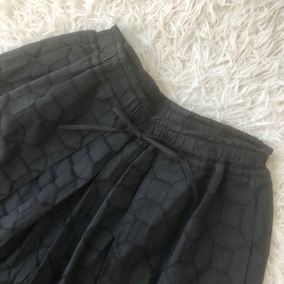 美品 ドゥロワー キュロットスカート ガウチョ コットン シルク ウエストゴム