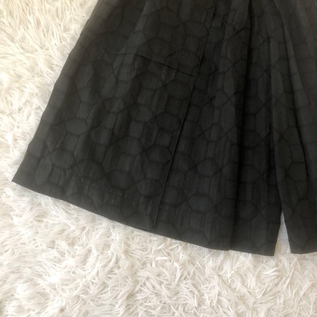 美品 ドゥロワー キュロットスカート ガウチョ コットン シルク ウエストゴム