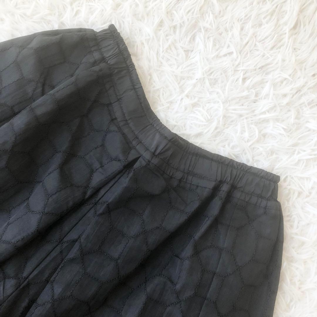 美品 ドゥロワー キュロットスカート ガウチョ コットン シルク ウエストゴム