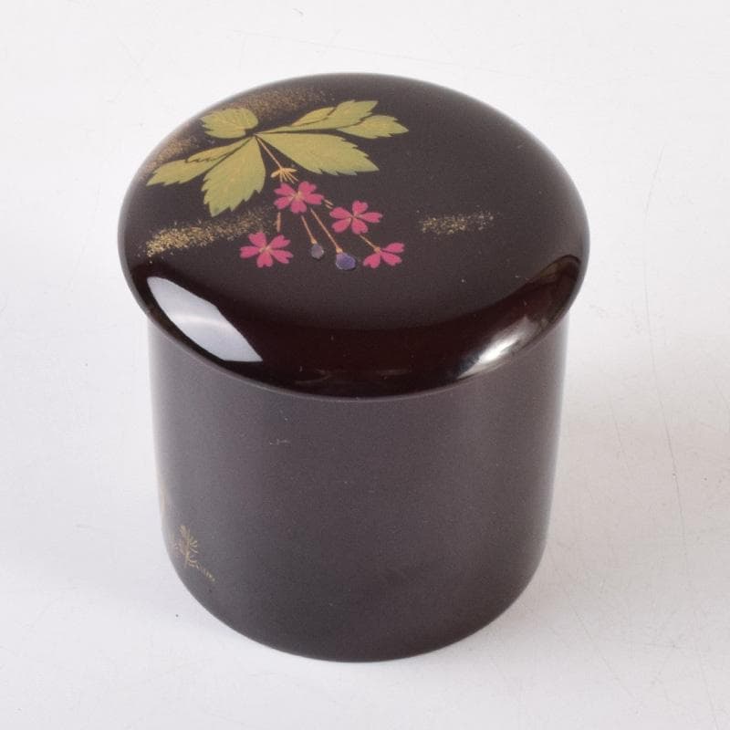 茶道具　輪島塗　元岡清斉作　春草蒔絵　金輪寺棗　共箱　V　7203