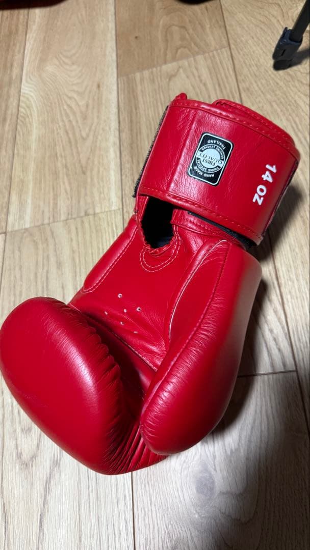 TWIN ボクシンググローブ 14oz レッド ISAMI サポーターセット