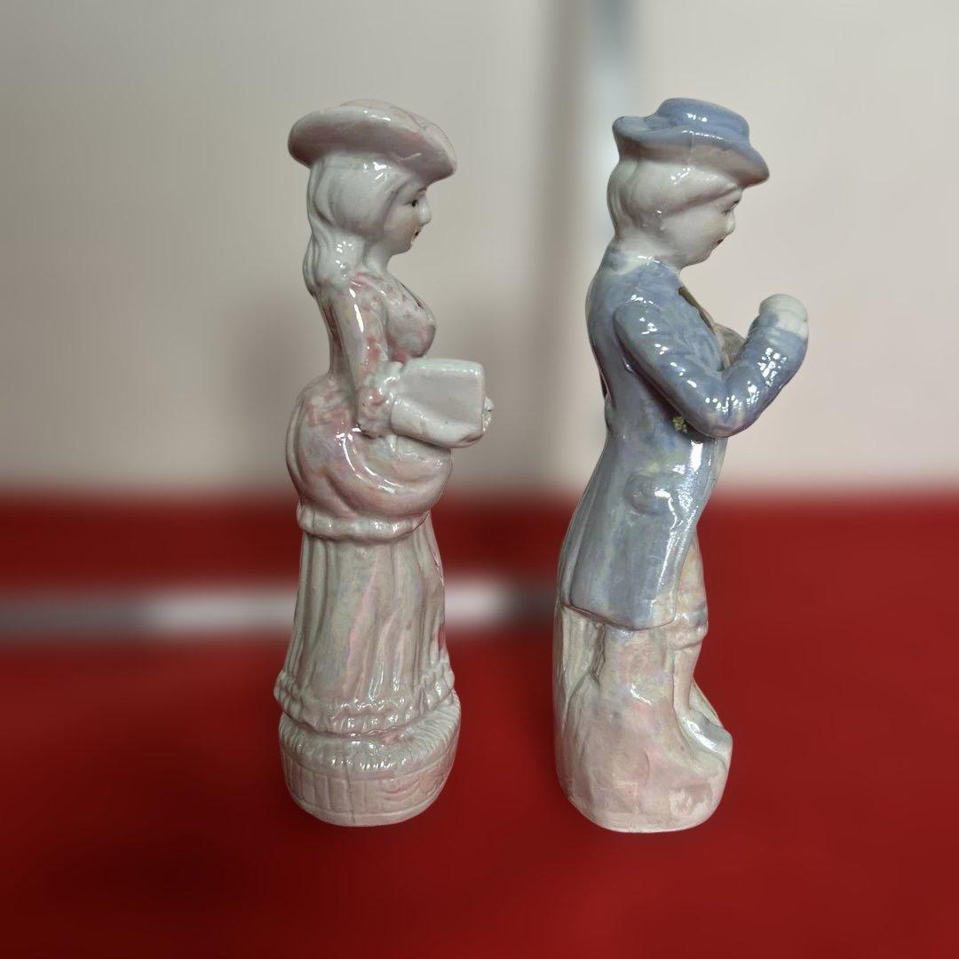 自宅保管品　アンティーク　陶磁器の人形ペア　とても可愛らしいお人形です