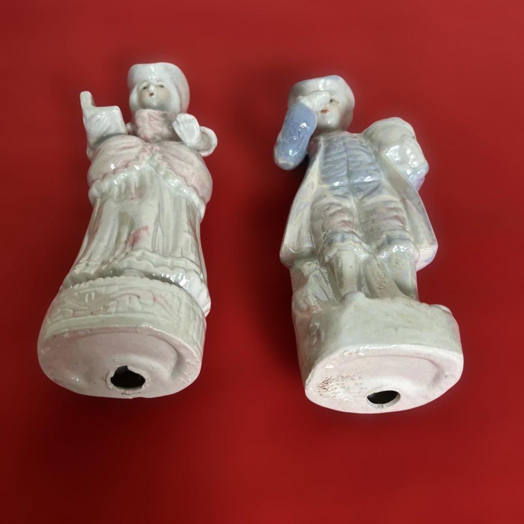 自宅保管品　アンティーク　陶磁器の人形ペア　とても可愛らしいお人形です