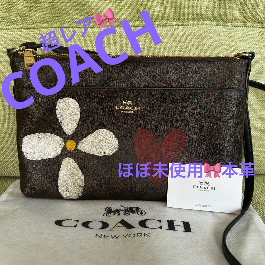 未使用　花柄　COACH コーチ　ショルダーバッグ スマホショルダー　レザー