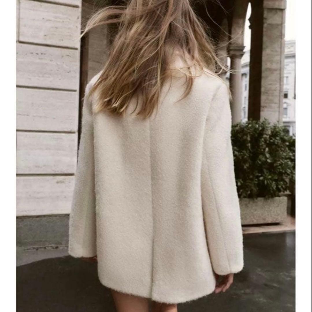 ZARA ブークレダブルブレストミディ丈コート XS