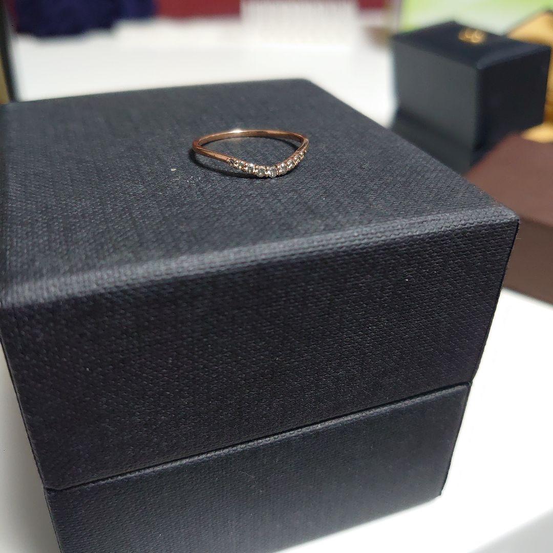 ピンクゴールドK10 V字型リング