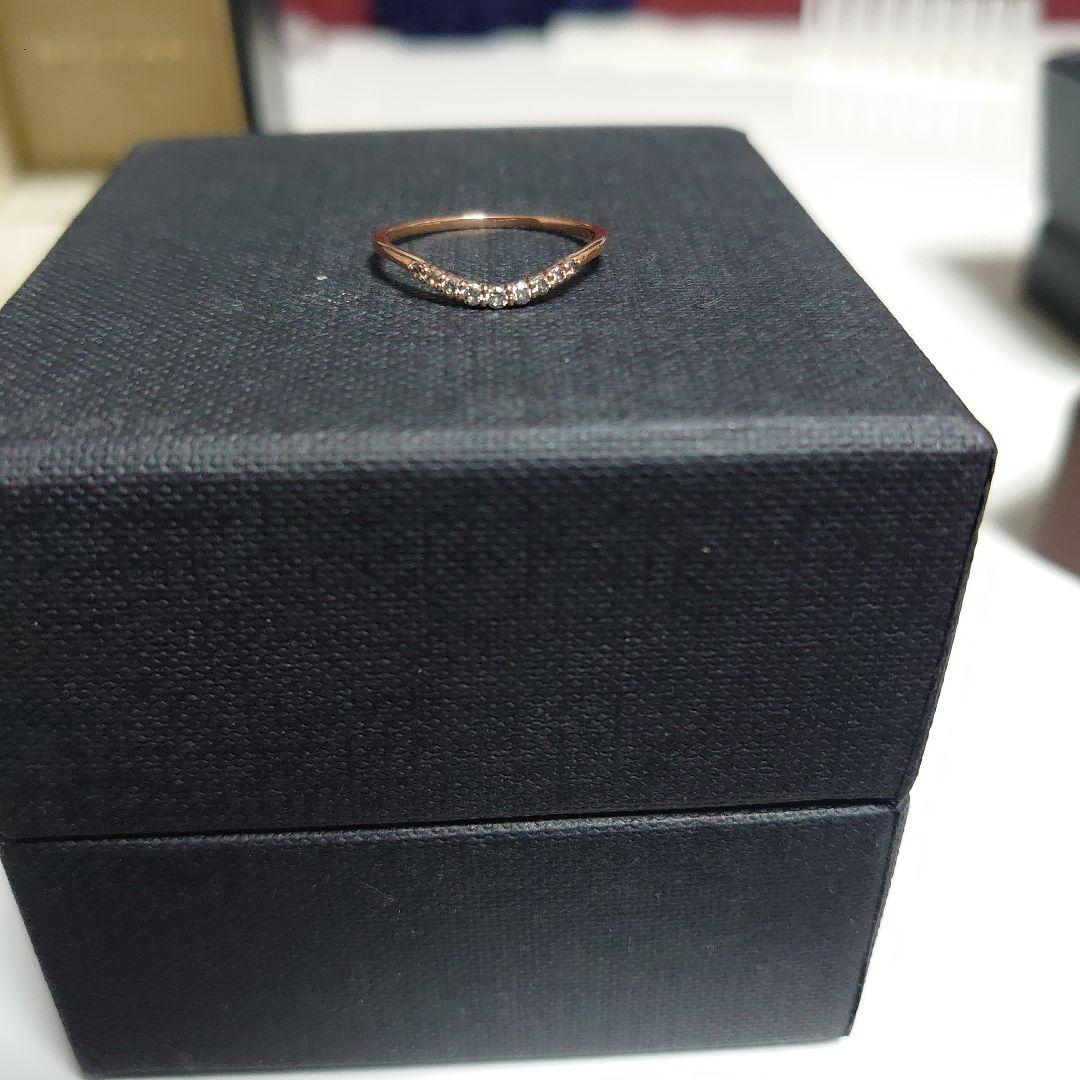 ピンクゴールドK10 V字型リング