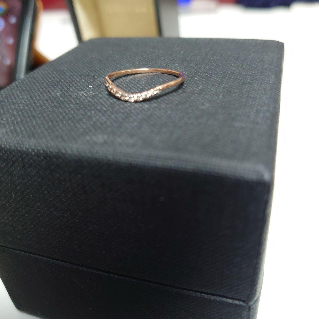 ピンクゴールドK10 V字型リング