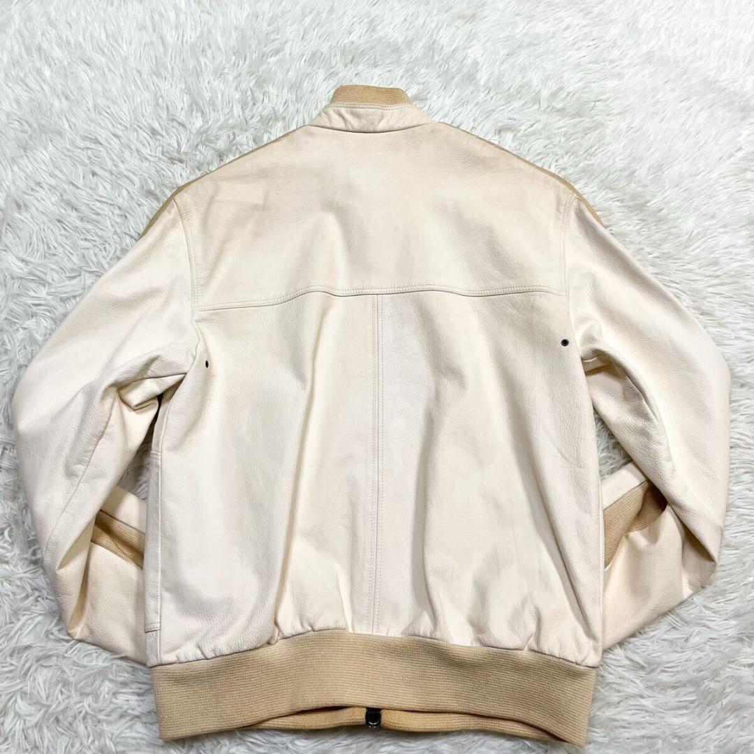 希少色 エンポリオアルマーニ レザージャケット 切替 黒タグ ダブルジップ