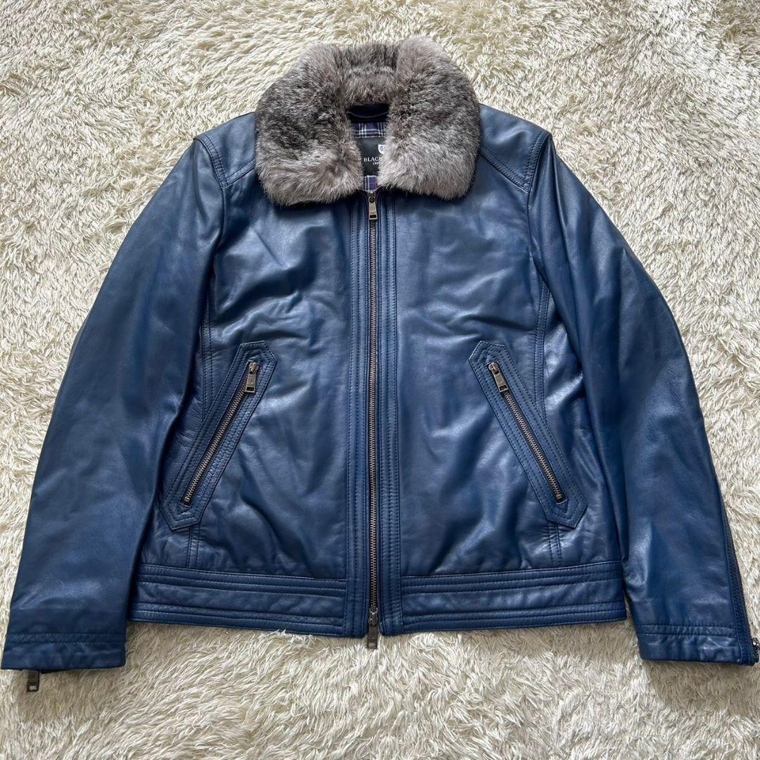 美品✨ブラックレーベルクレストブリッジ　ライダース　羊革　ファー　ライナー付