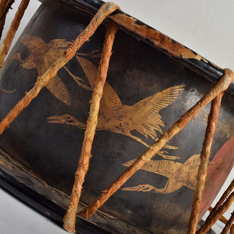 和楽器　和太鼓　日の出松鶴蒔絵　締太鼓　撥付　V　R9351B