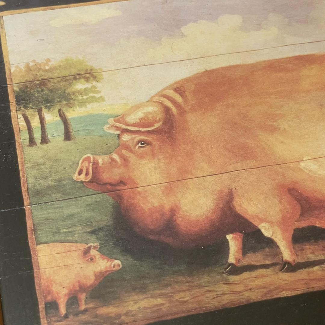 イギリス購入★木製額入り絵 PIG & SHEEP