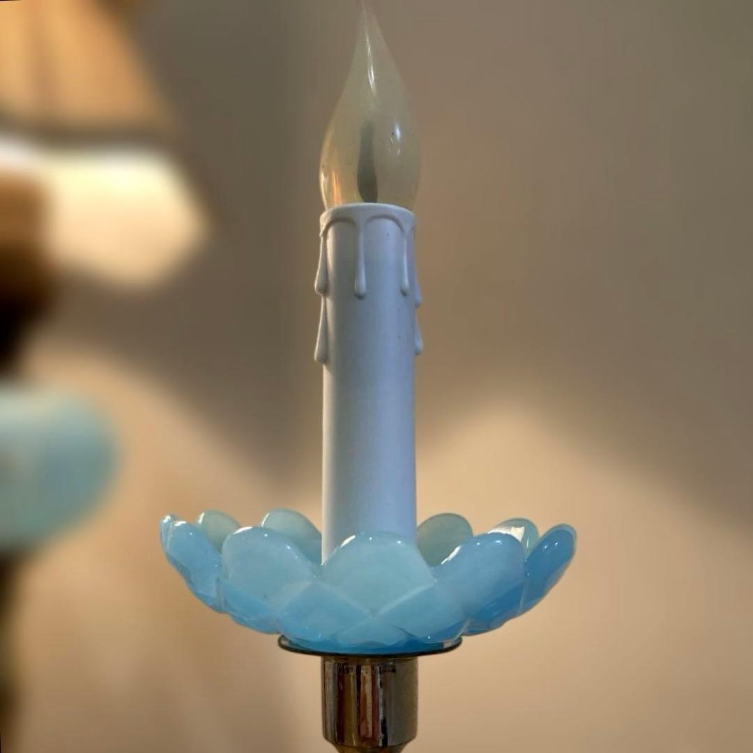 オールドバカラ　ミニシャンデリア　（刻印入）　ブルーオパールセント　フランス