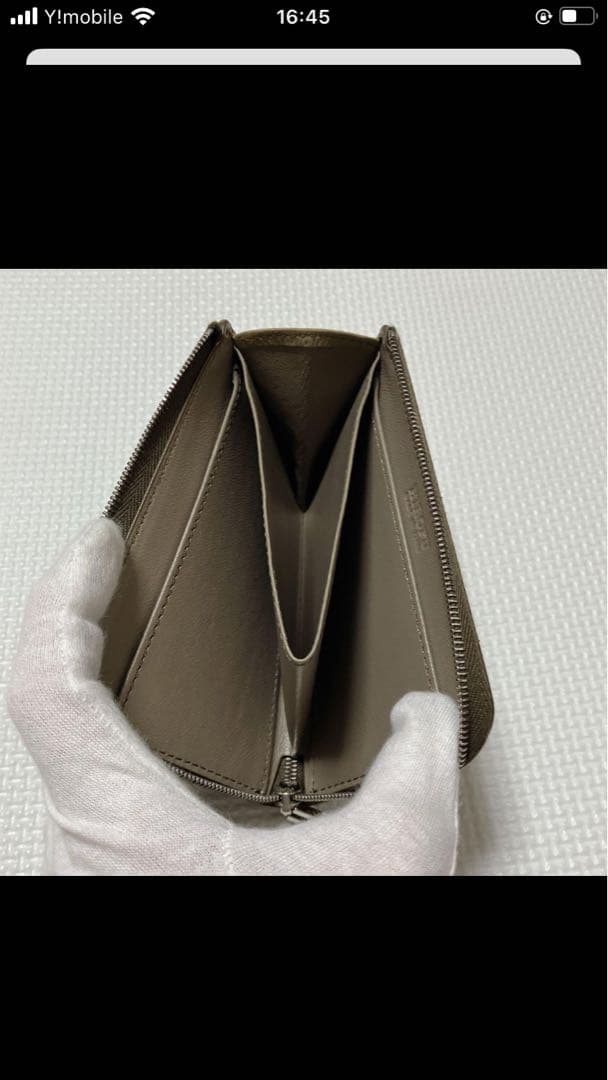 未使用　HIROFU ヒロフ レザーミニ財布　グレーカーキ　ピウメノ