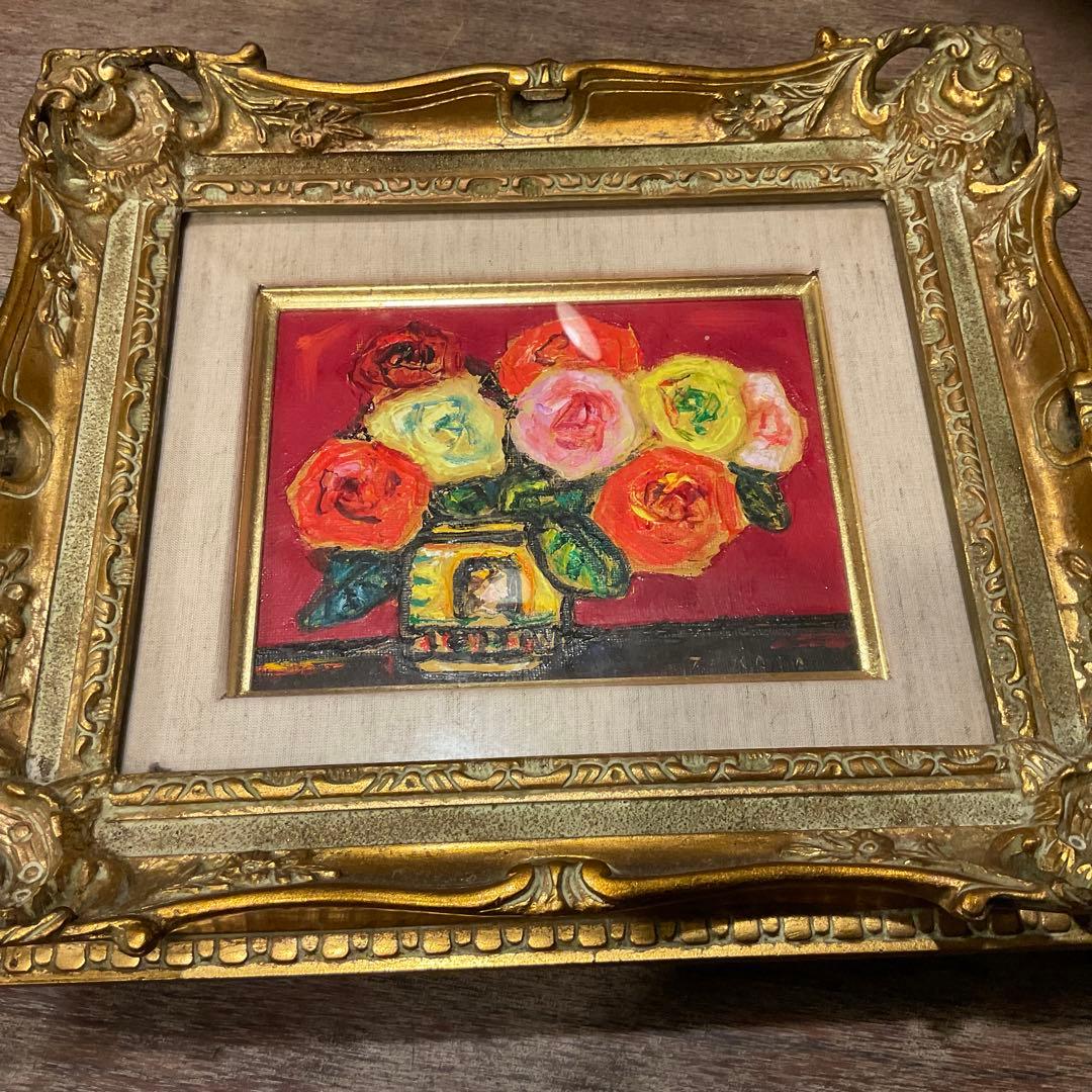 市村司「ばら」薔薇/バラ 油彩 アートクラブ会員 油彩画 額付き アート 絵画