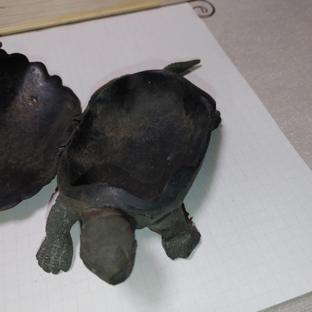 金属製亀の形の置物 2点セット