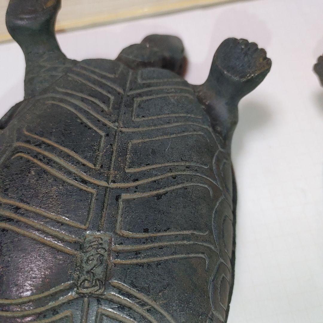 金属製亀の形の置物 2点セット