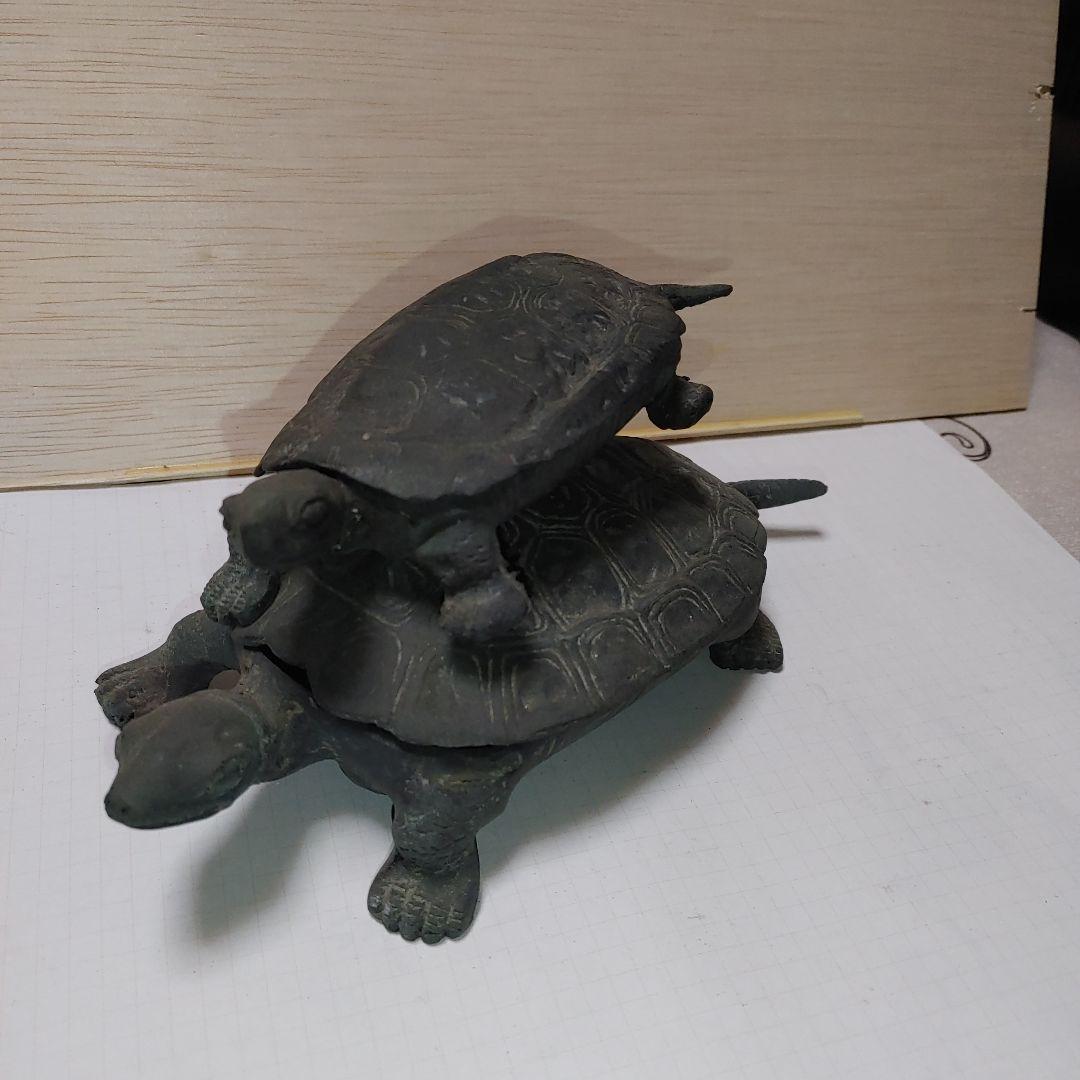 金属製亀の形の置物 2点セット