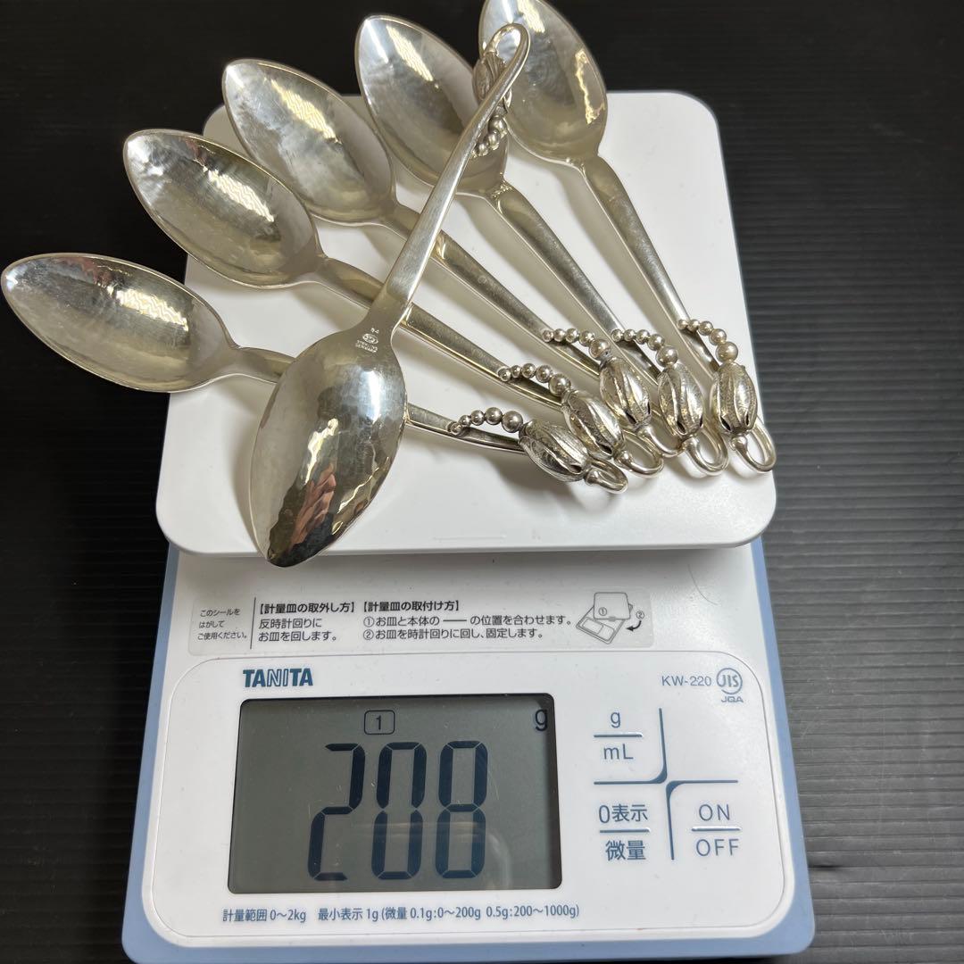 ジョージジェンセンブロッサムsterling925デザートスプーン6本208g