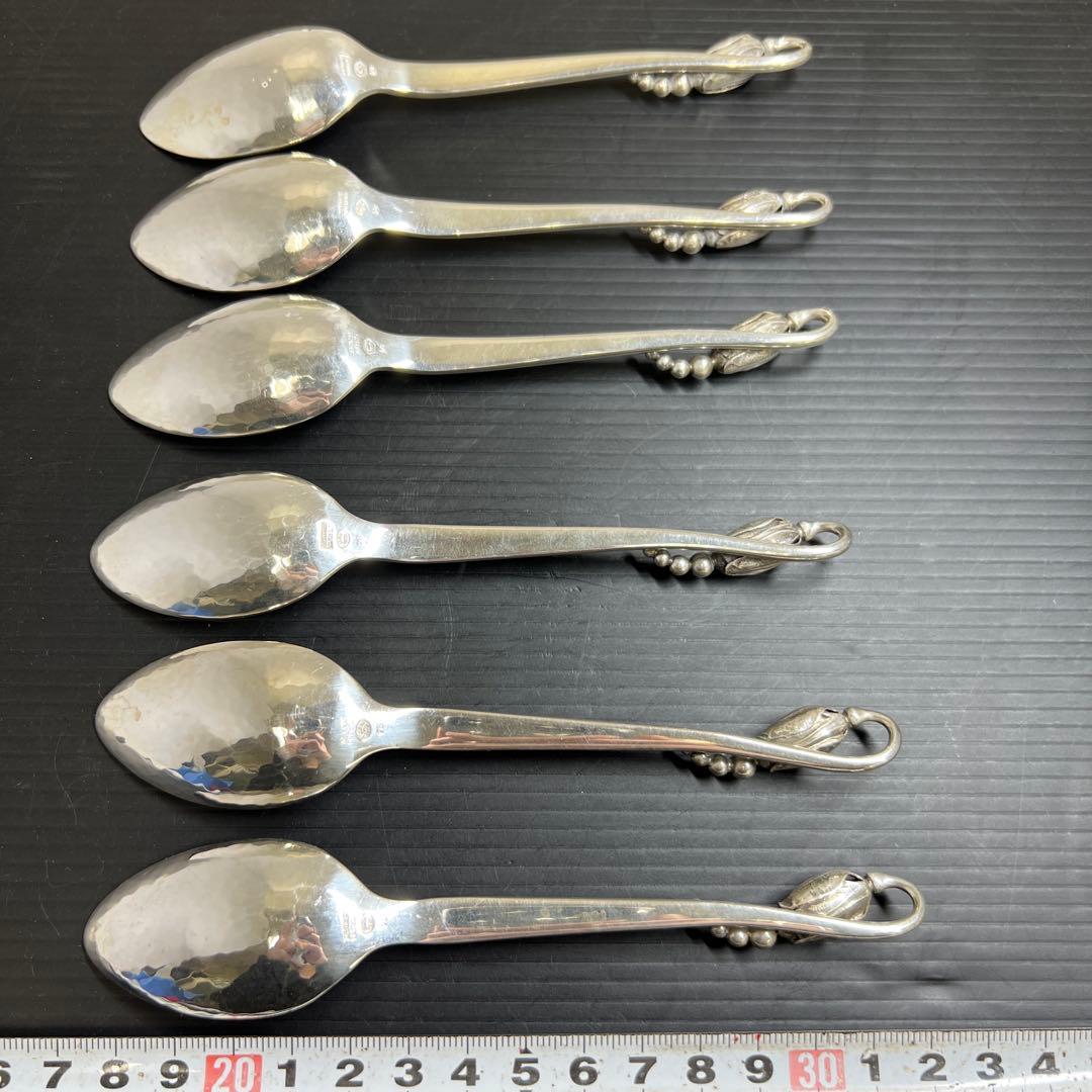 ジョージジェンセンブロッサムsterling925デザートスプーン6本208g