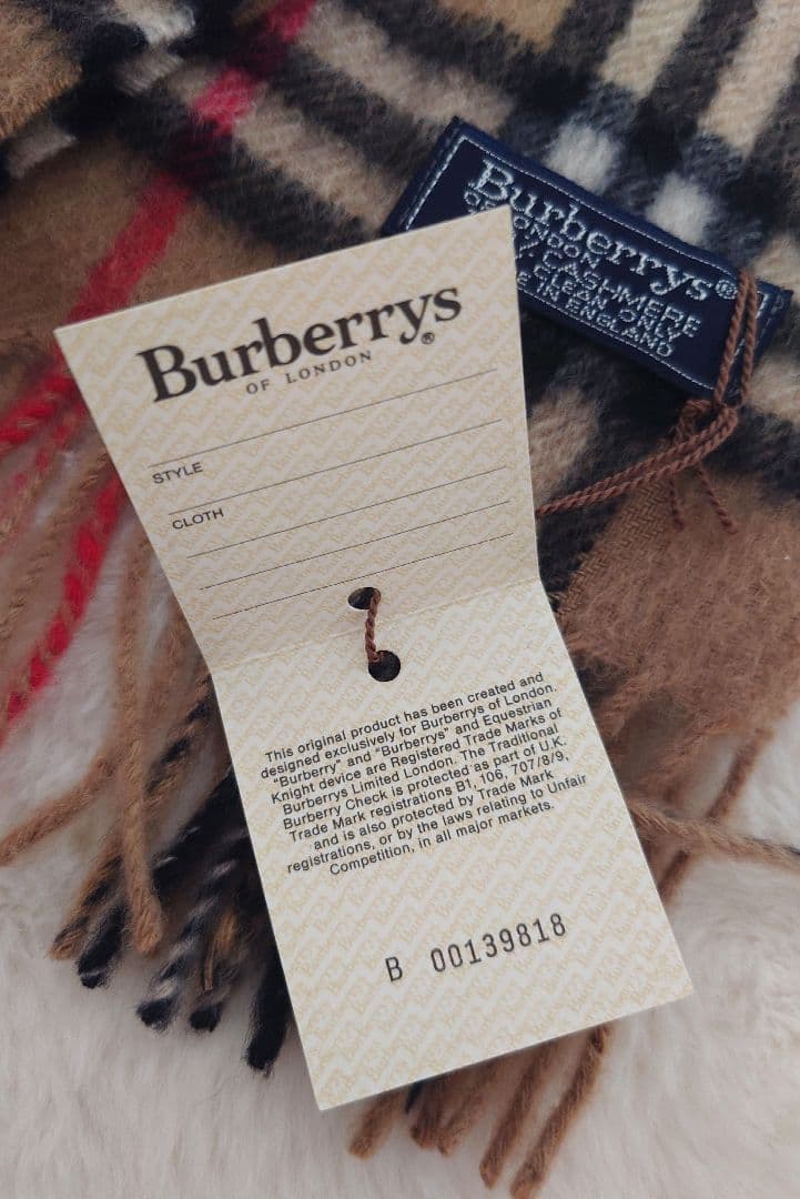 【新品】【タグ付き】Burberryバーバリー　マフラー　カシミヤ　ノバチェック