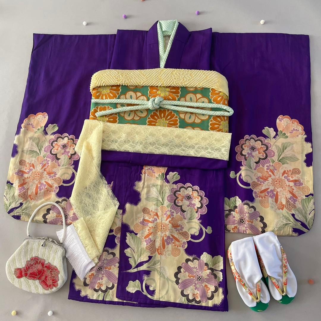 七五三　５歳〜６歳向き　小さめ７歳さん　アンティーク着物セット