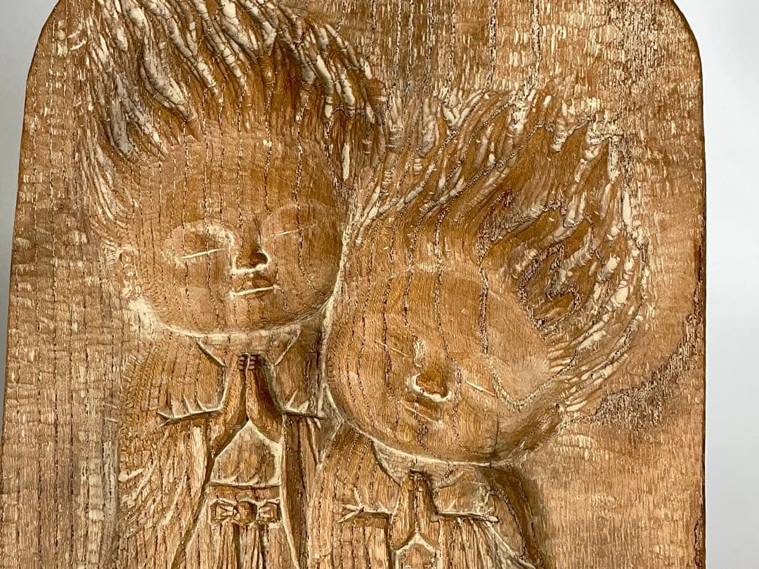 彫刻家　牧田善晴　ふたりの童子　祈り　木彫　一刀彫　長野県