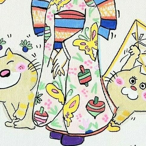 水森亜土　油彩画　肉筆保証　肉筆サイン　F3サイズ　額装済み