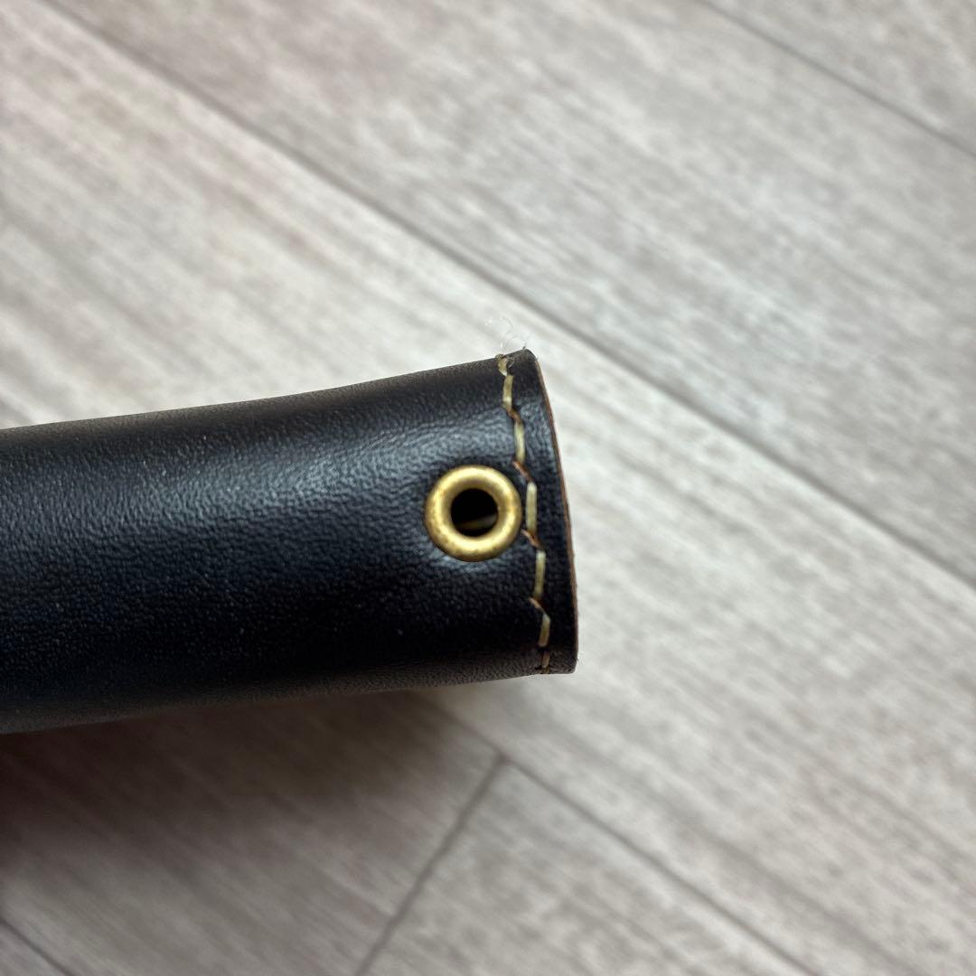 【茶芯ブラック】ミドルトラッカーウォレット　真鍮　お札を折らずに収納　タイプB