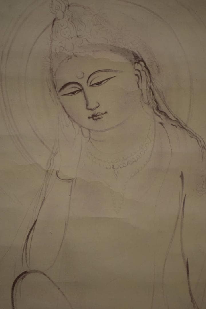 複製/無落款/観音図/工芸/村上華岳？/布袋屋掛軸HI-893