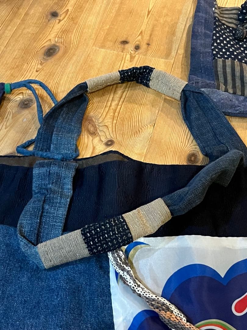 藍染　デニム古布リメイク　ハンドメイド刺し子　トートバッグ　ポーチまとめ売り5個