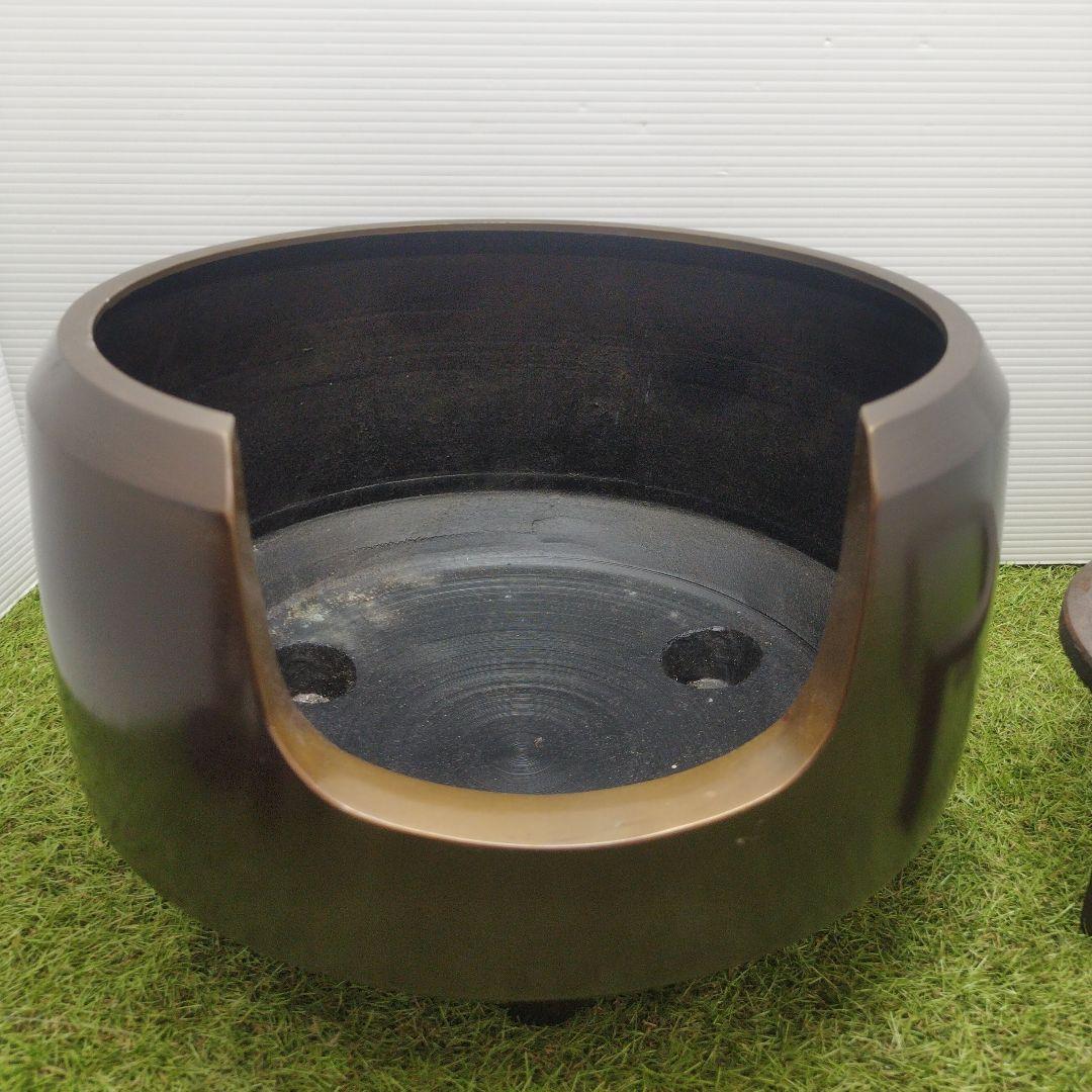 茶道具 風炉 風炉釜 唐銅製 三つ足 火鉢 工芸品 風呂釜 昇雲