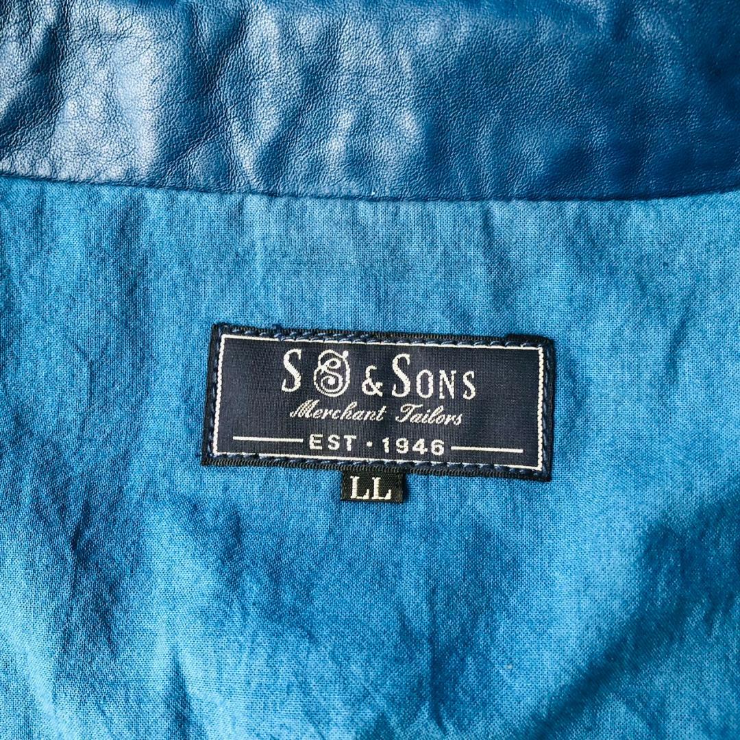【希少カラー】S&SONS★シングルライダース ブルー LL 羊革 ジャケット