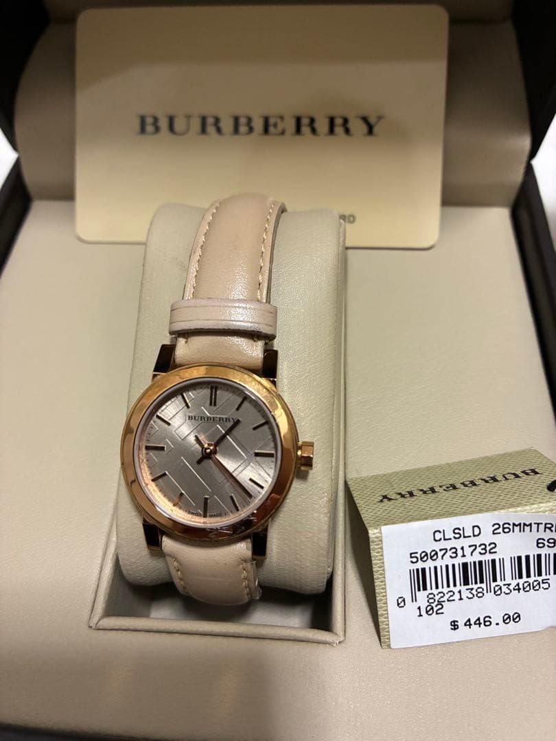 バーバリーピンクゴールドベージュレザーストラップ ウォッチレディースBU9210