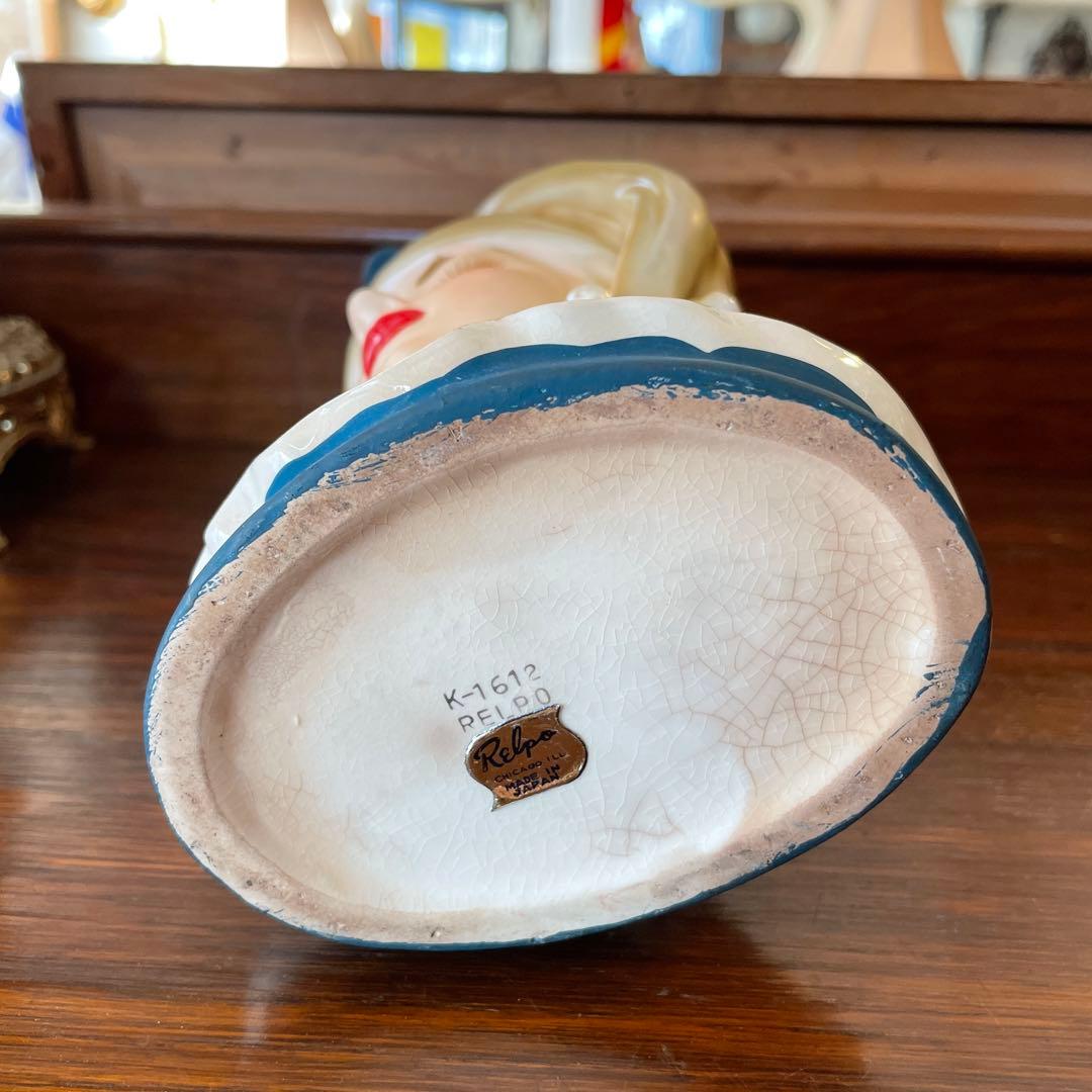 希少品Big！50's〜西洋女性の陶器花瓶アメリカアンティーク ヴィンテージ雑貨