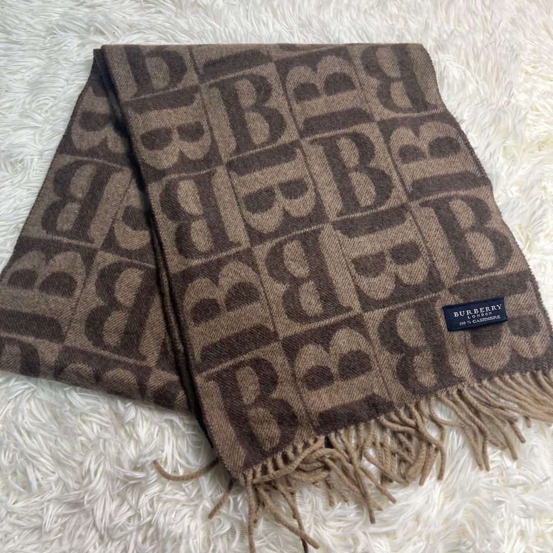 BURBERRY 100%カシミヤ マフラー ブラウン系