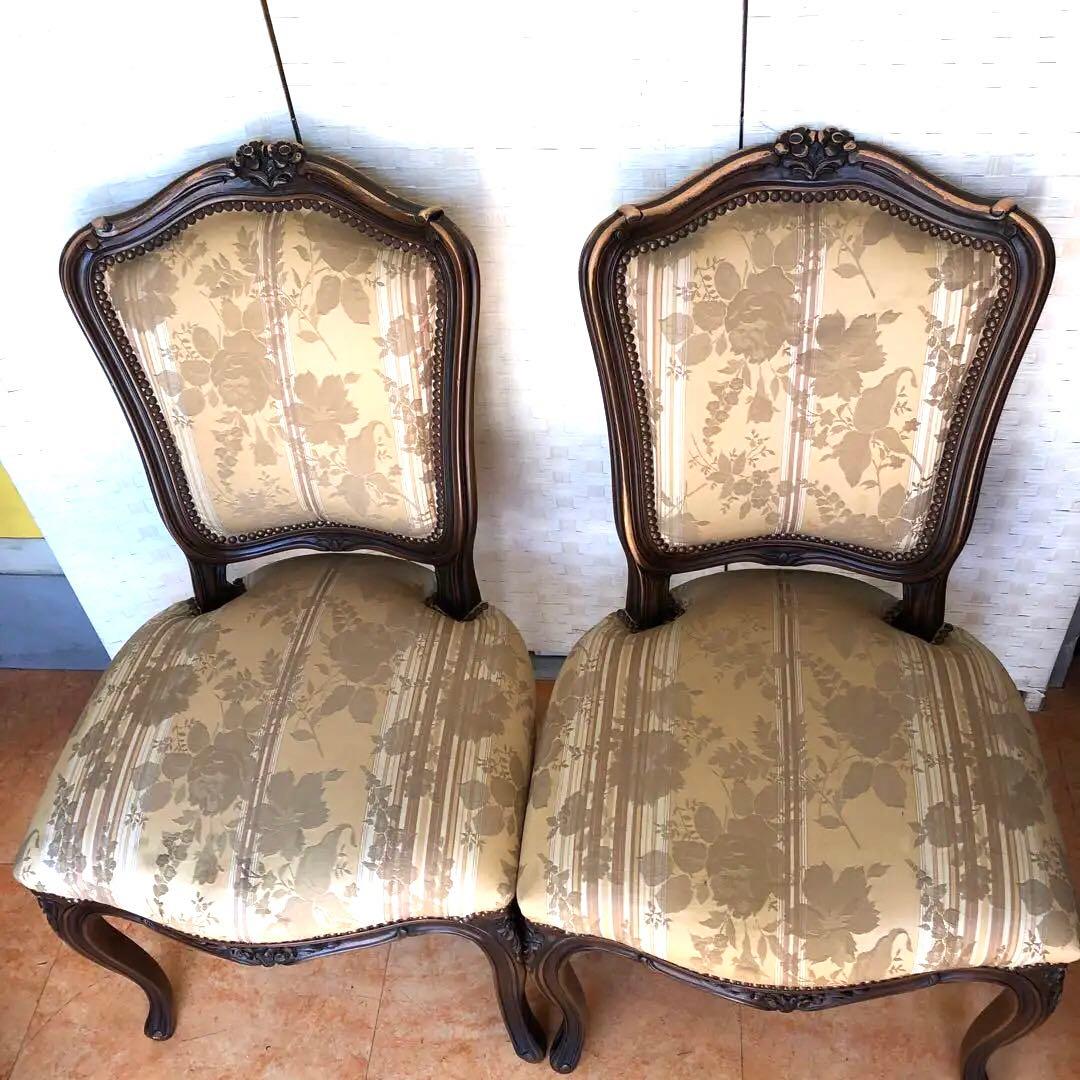 あ2 domani カリモク 椅子 ルイ15世 猫脚 アンティーク 2脚