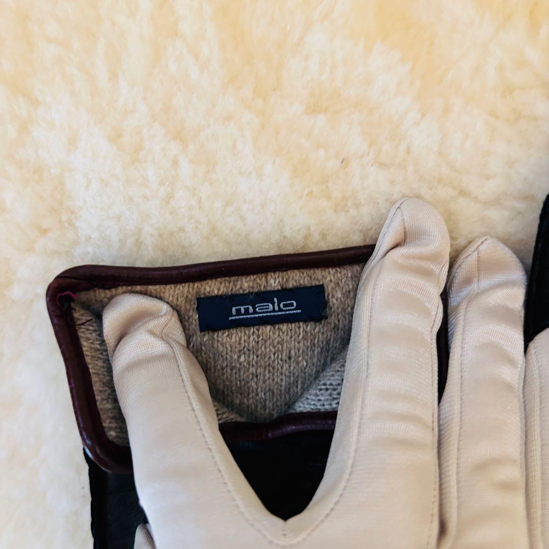 MALO マーロ メンズ 本革×カシミヤ手袋 黒 メンズ