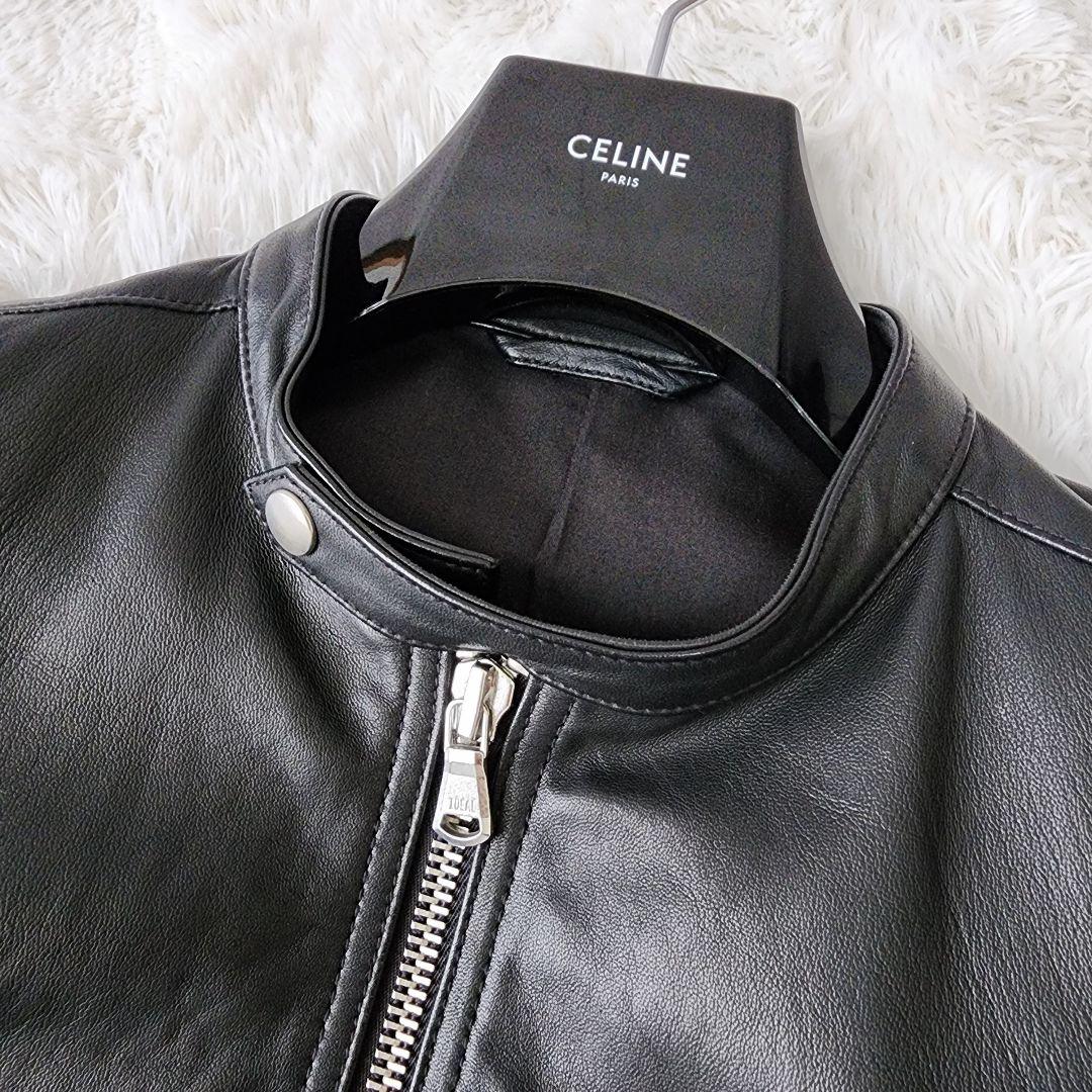 【美品/48】マージン シングル ライダース シープスキン ブラック系