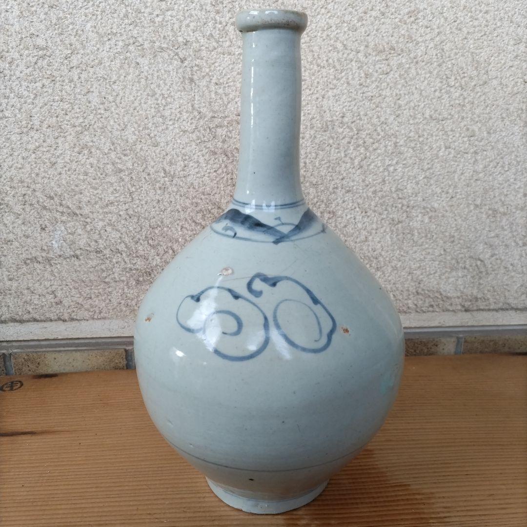 古伊万里の大きな笹徳利 江戸後期 有田焼 花入 花瓶 花器 酒器