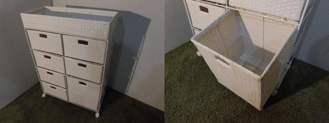 【全国一律送料無料・新品】ラタン風★サニタリー★ワイドランドリーチェスト