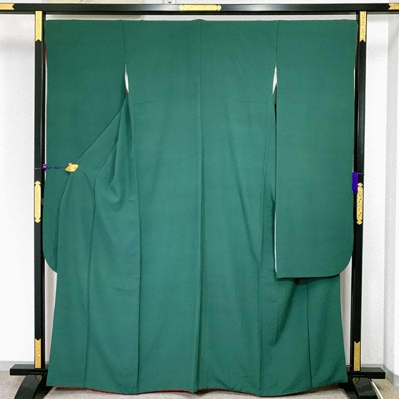 601z27〇色無地振袖 緑 シンプル モダン〇成人式 結婚式