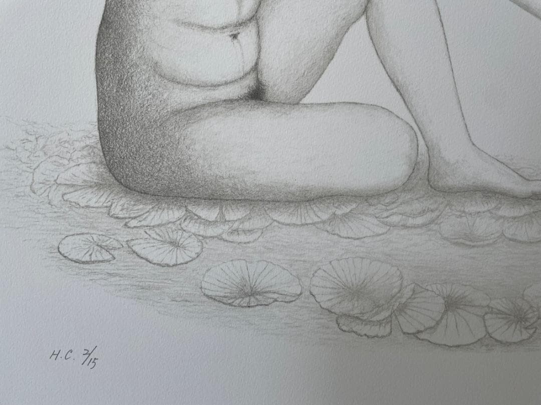 八島義郎　リトグラフ　版画　白蓮の精　作者保存版　 HC 2/15　貴重