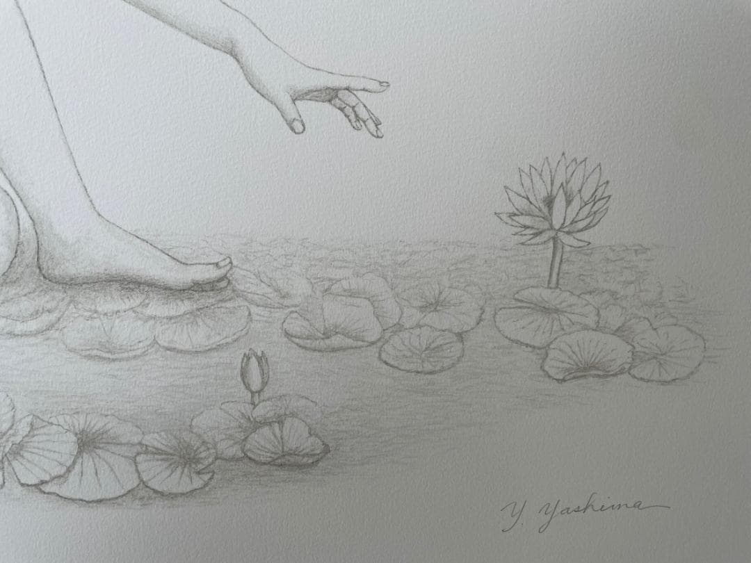 八島義郎　リトグラフ　版画　白蓮の精　作者保存版　 HC 2/15　貴重