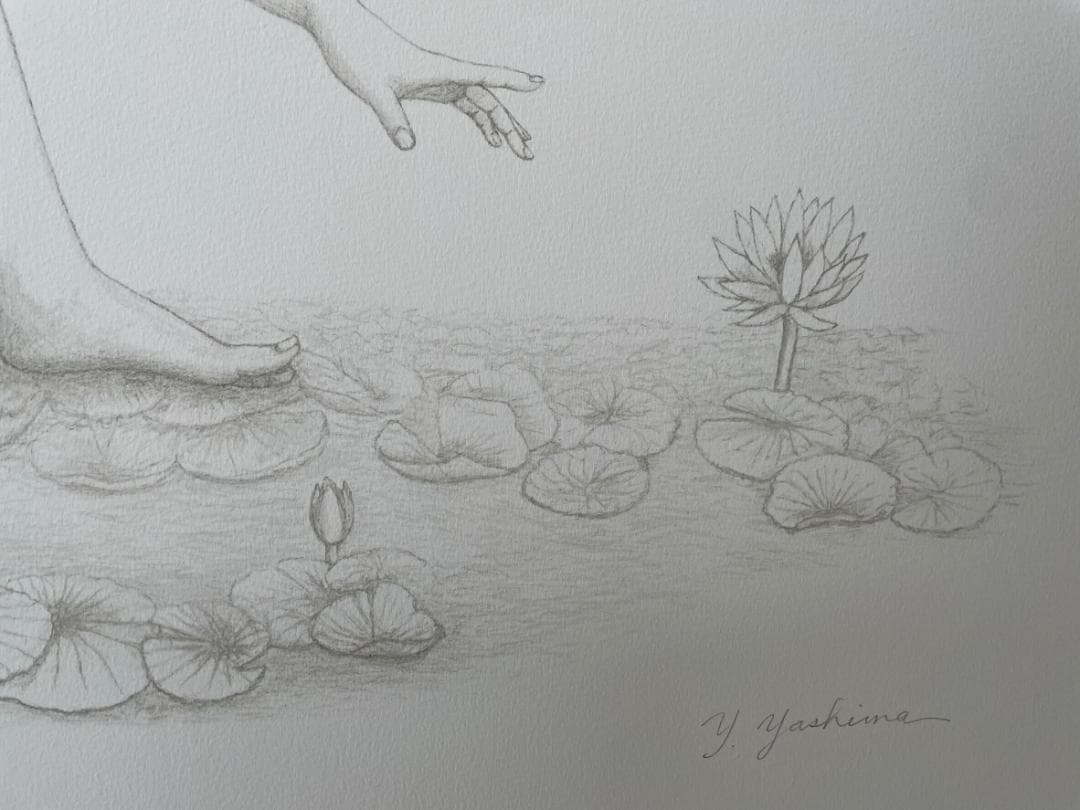 八島義郎　リトグラフ　版画　白蓮の精　作者保存版　 HC 2/15　貴重