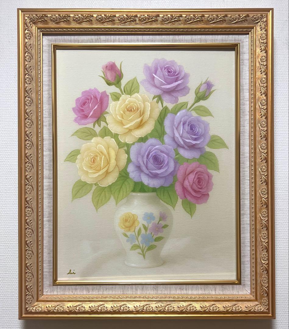 (F6号) 白川杏子【柔らかい光に包まれて】表サイン有/裏共シール有/真作/油彩