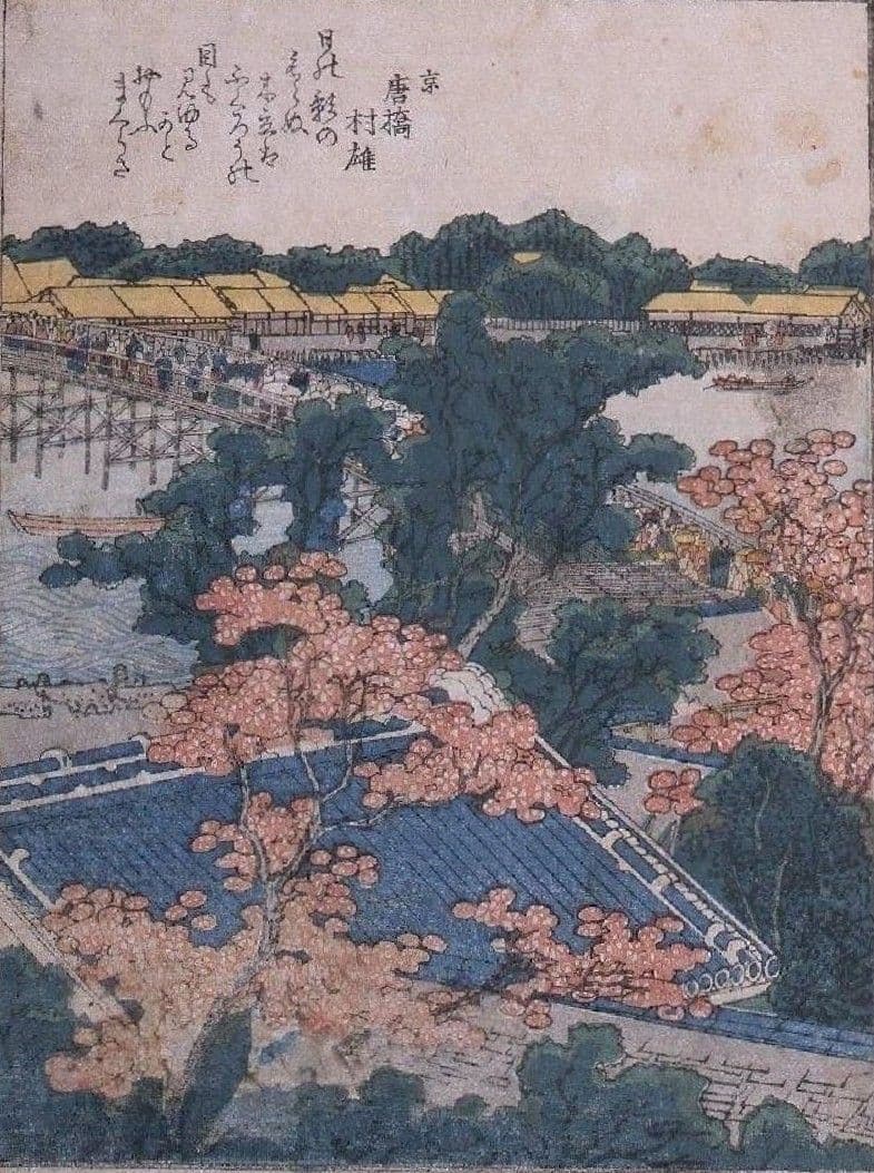 葛飾北斎作　浮世絵版画「絵本　隅田川両岸一覧」上巻　越前和紙複製画